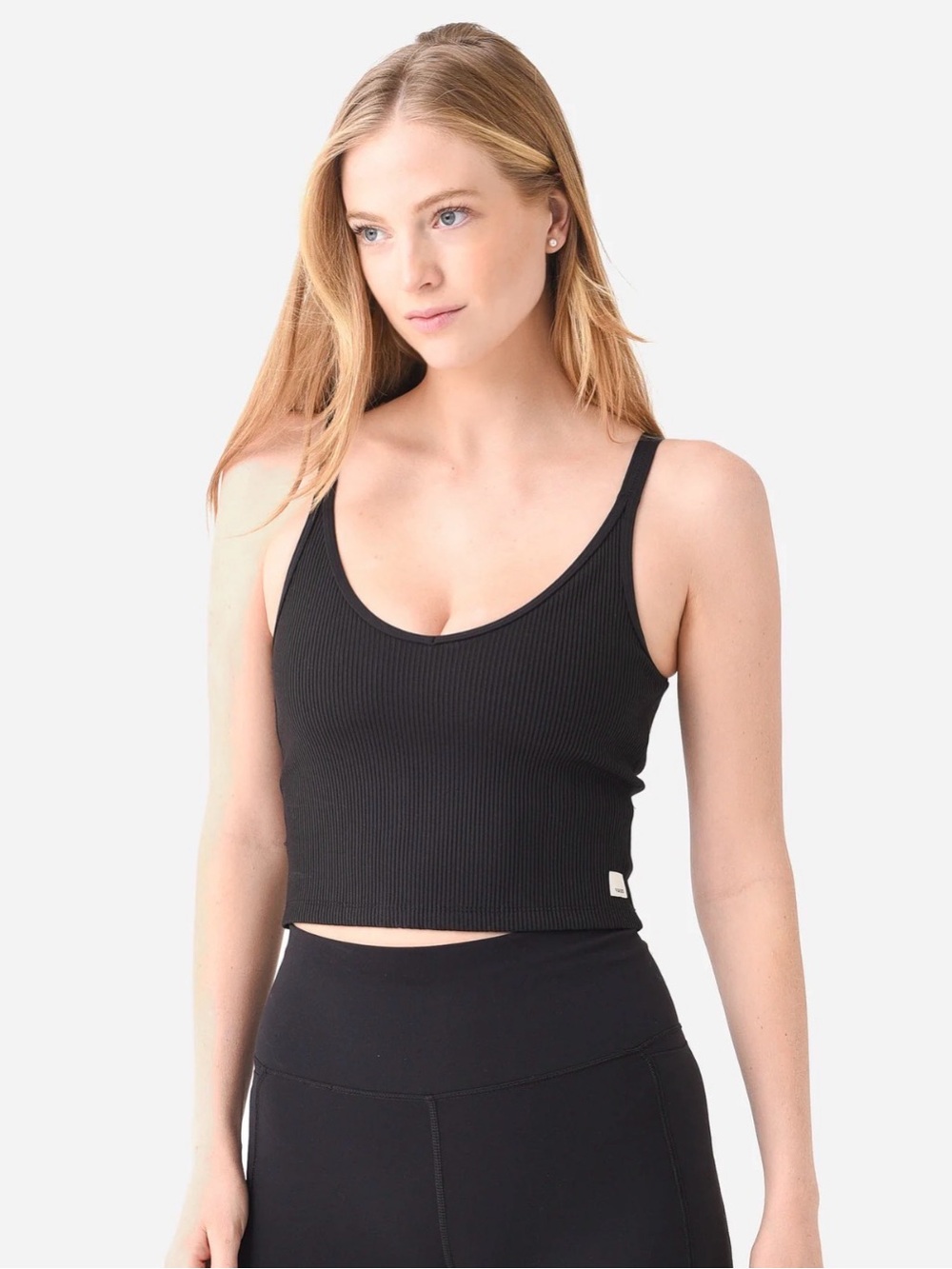 Vuori Black Rib Crop Tank Top Medium